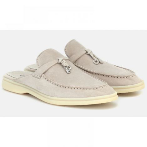 Loro Piana Terlik Babouche Charms Walk Gri - Loro Piana Babouche Charms Walk Terlik Loro Piana Kadın Terlik Gri