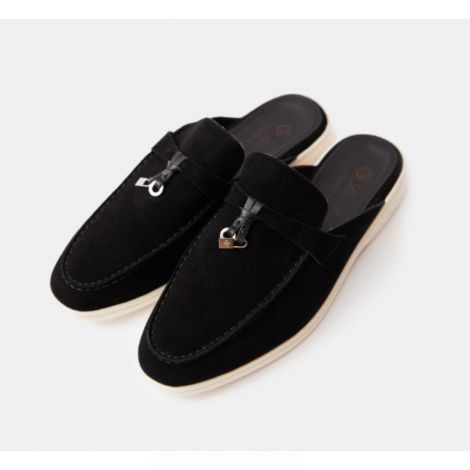 Loro Piana Terlik Charms Walk Babouche Siyah - Loro Piana Charms Walk Babouche Loro Piana Kadın Terlik Siyah