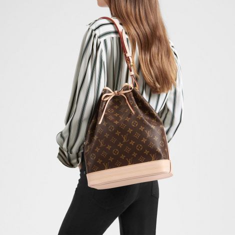 Louis Vuitton Çanta Petit Noe Kahverengi - Louis Vuitton Canta Noe Monogram Canvas Leather Beige Brown Kahverengi